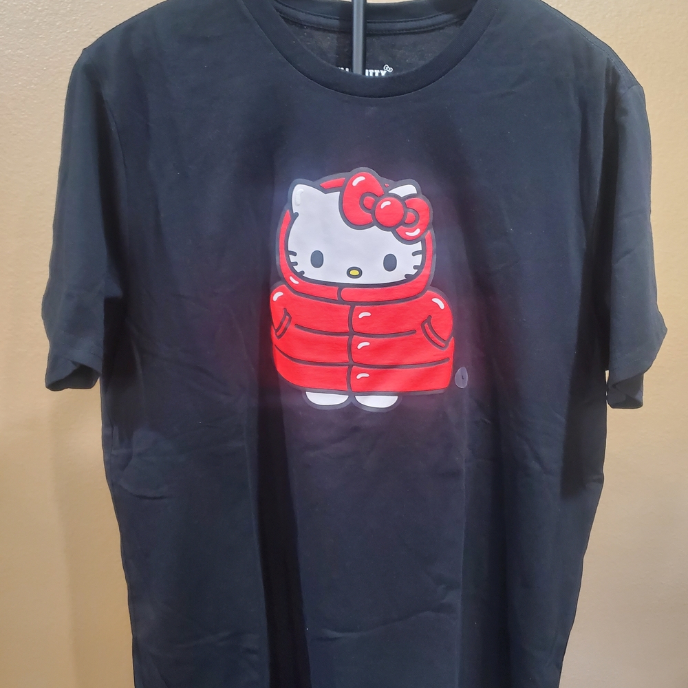 Hello Kitty Black Tee with Red Coat Design